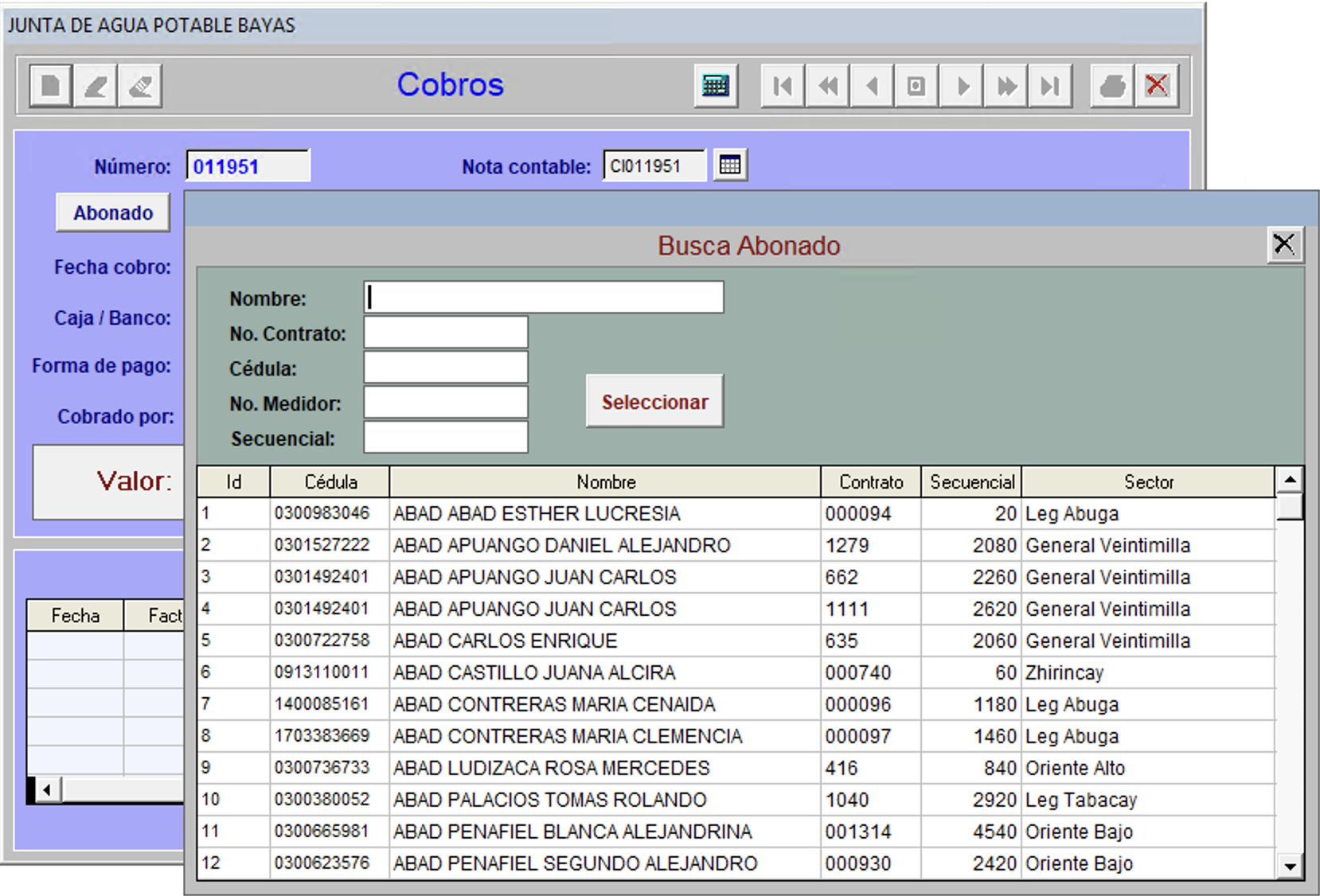 Busqueda original de abonado